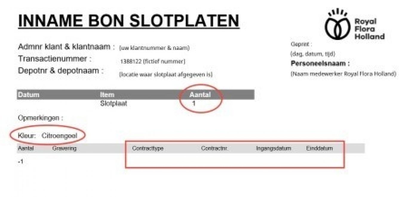Royal floraholland document inname slotplaten